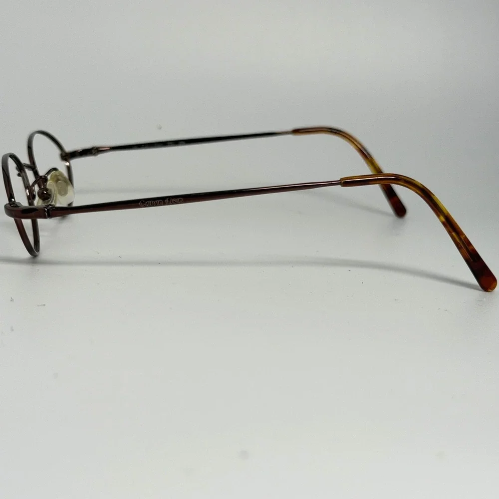 Calvin Klein 252 509 Dark Brown Oval Metal Eyeglass Frames Italy 135mm